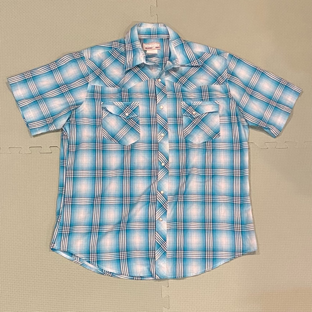 Wrangler Wrancher Western Shirt Short Sleeve Size Large